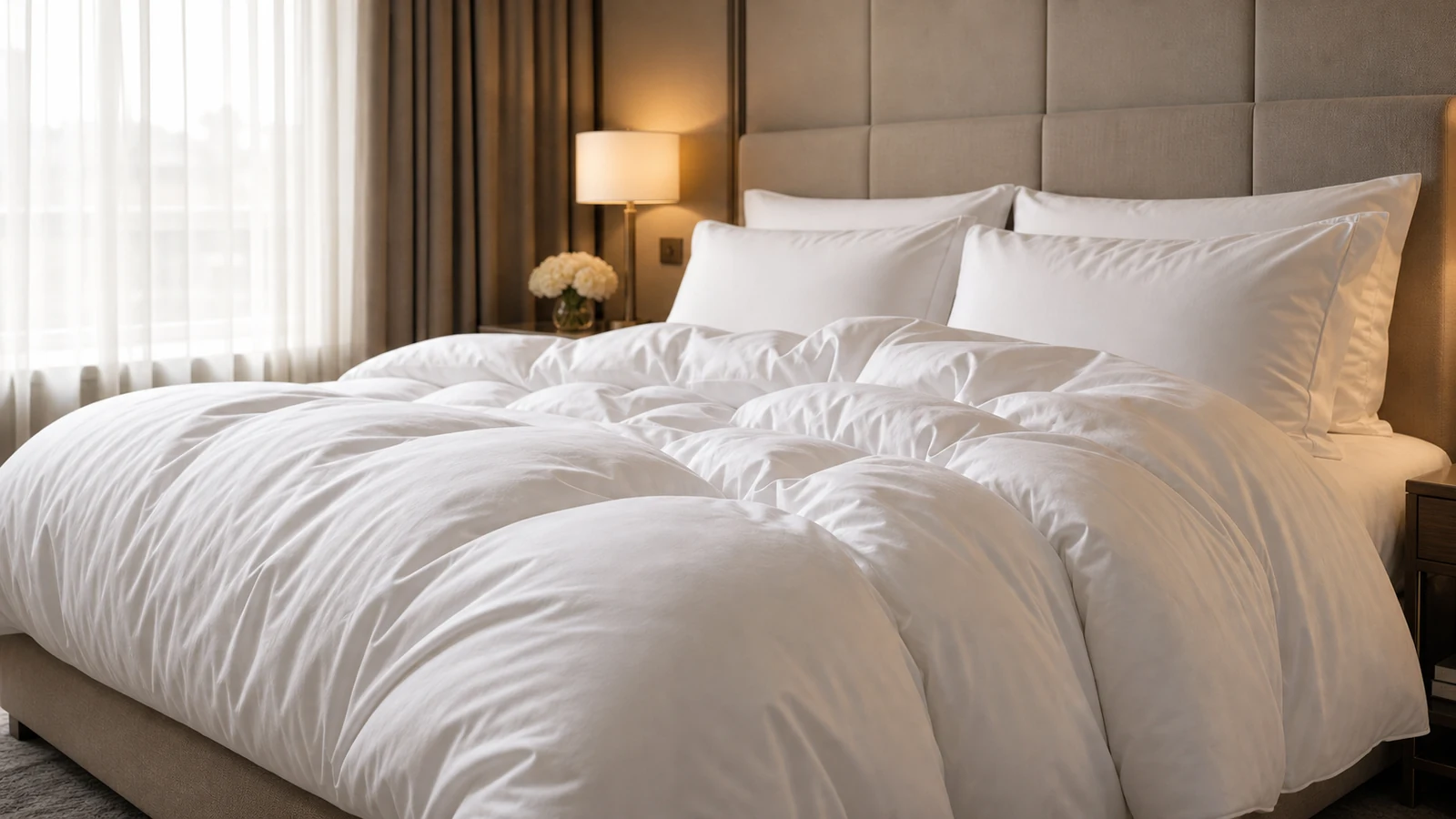 Couette d'hôtel blanche gonflante